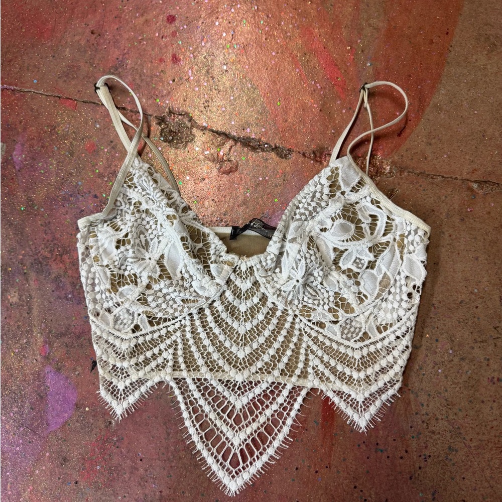 For Love And Lemons white lace Women's Top